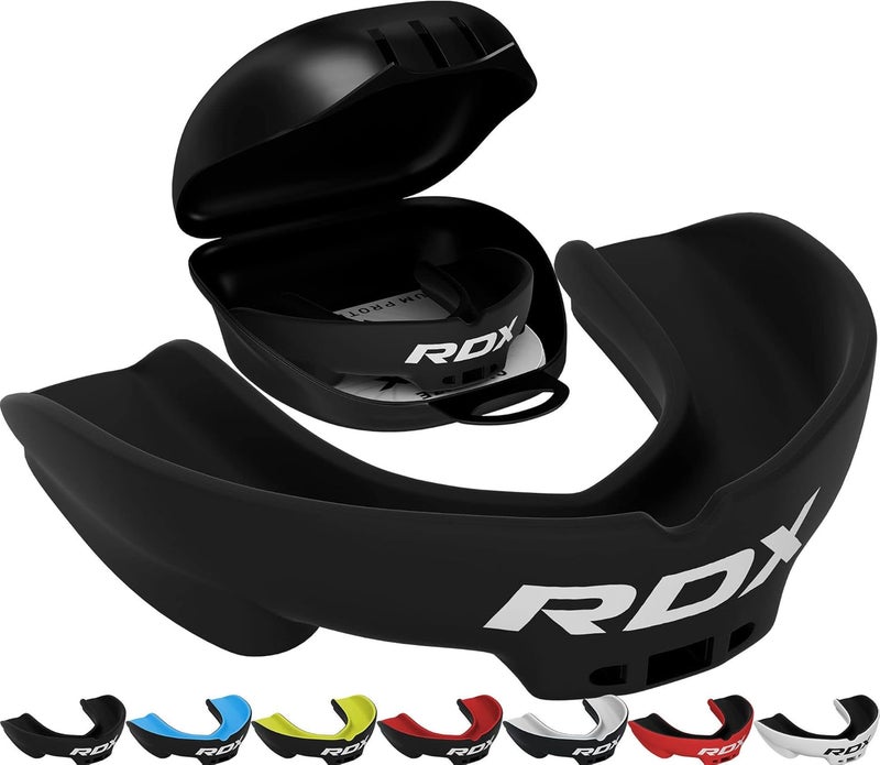 Rdx حارس الفم للملاكمة MMA كيك بوكسينغ موياي تاي جودو كاراتيه - واقي فم للبالغين مع علبة تخزين، فنون القتال كرة القدم لاكروس هوكي الرياضات الاحتكاكية - فوق 12 سنة - Image 1